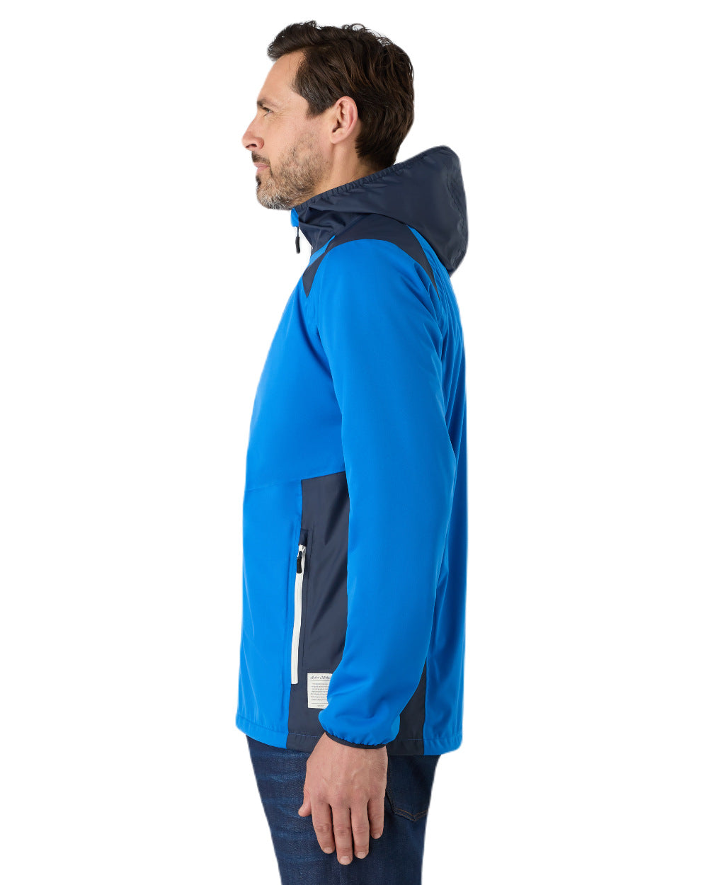 Aruba Blue/Navy Coloured Musto Mens 64 Active Waterproof Jacket On A White Background 