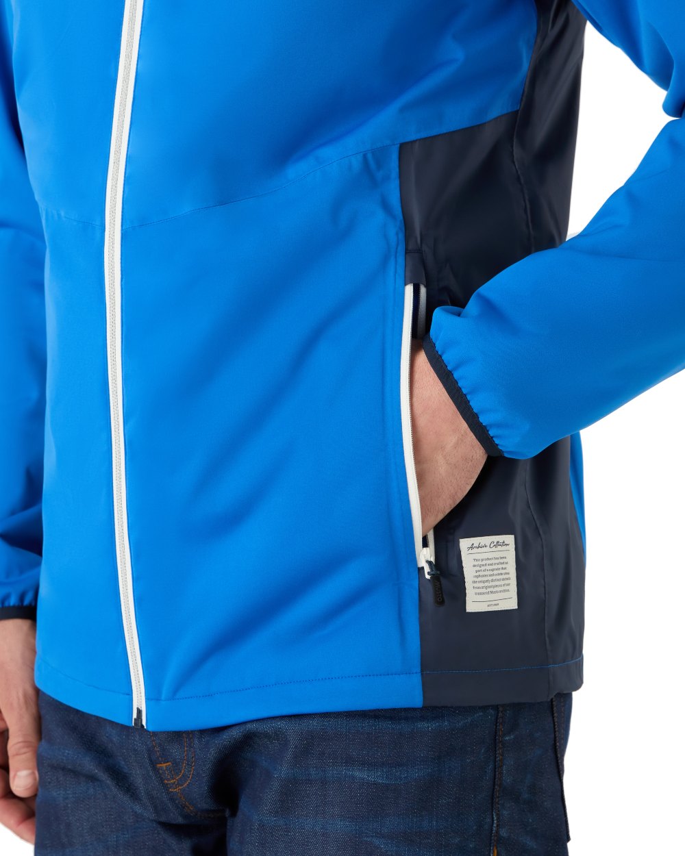 Aruba Blue/Navy Coloured Musto Mens 64 Active Waterproof Jacket On A White Background 