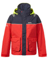 True Red/Navy coloured Musto Mens 64 Channel Jacket on white background #colour_true-red-navy