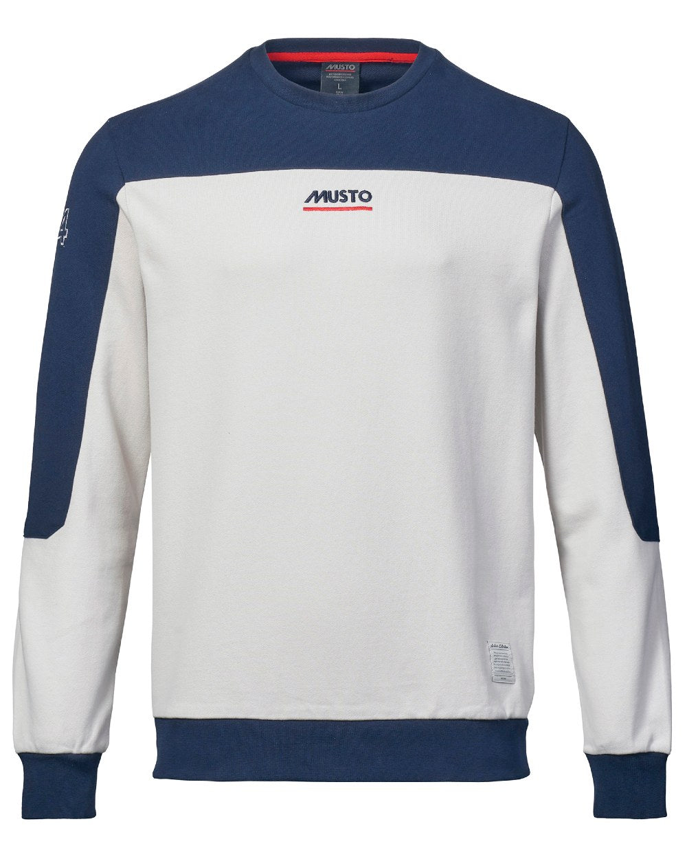 Platinum/Navy Coloured Musto Mens 64 Crew Neck Sweat On A White Background 