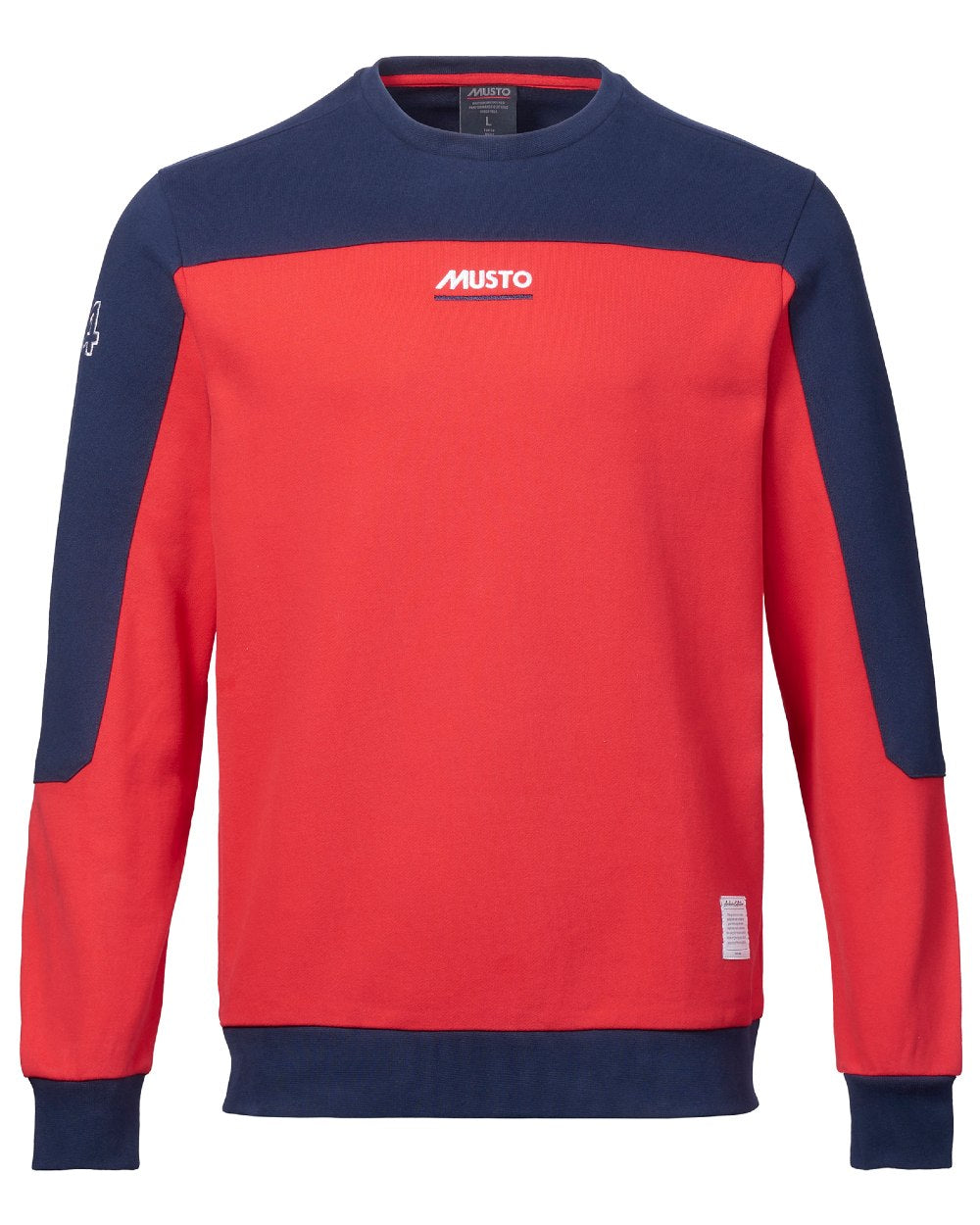 True Red/Navy Coloured Musto Mens 64 Crew Neck Sweat On A White Background 