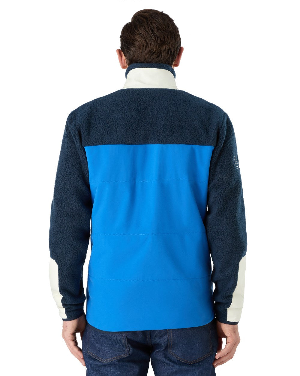 Aruba Blue/Navy/Antique Sail White Musto Mens 64 Pile Fleece Jacket On A White Background 