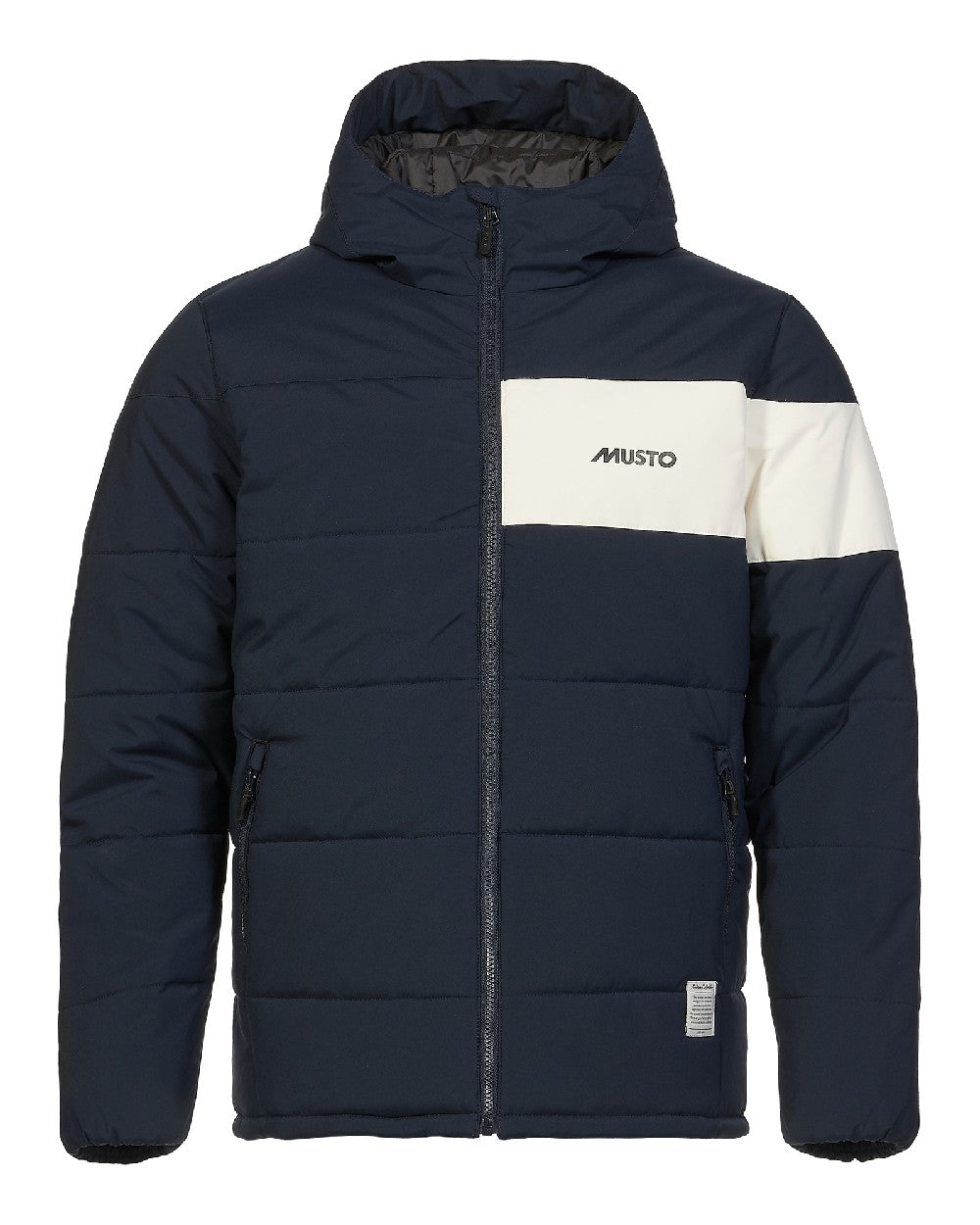 Navy coloured Musto Mens 64 Puffer Jacket on white background 