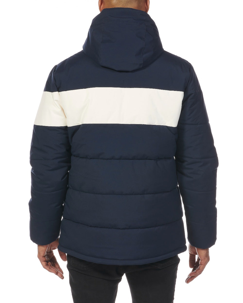 Navy coloured Musto Mens 64 Puffer Jacket on white background 