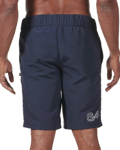 Navy coloured Musto Mens 64 Shorts on white background 