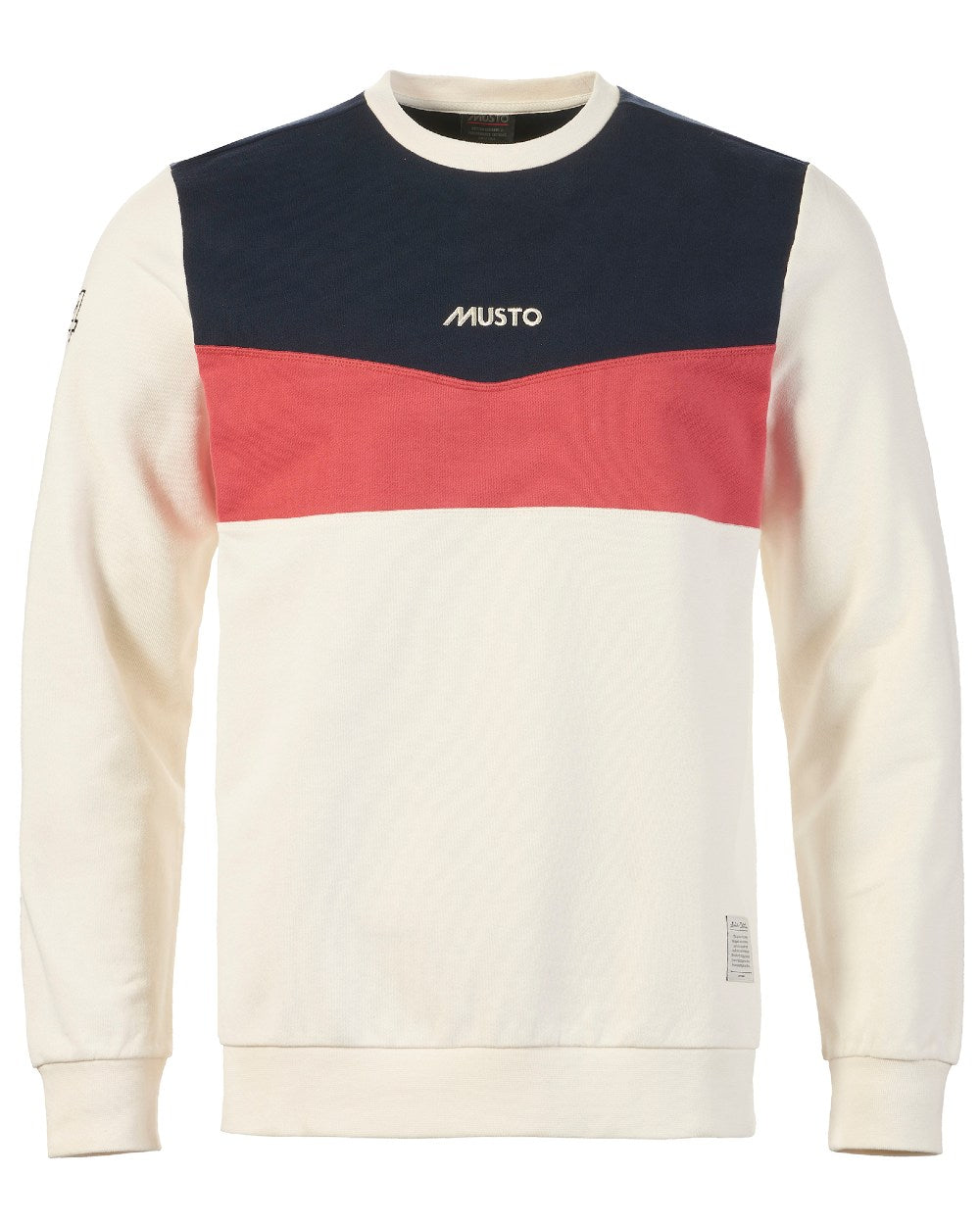 Antique Sail White Navy Musto Mens 64 Tri Colour Sweatshirt On A White Background 