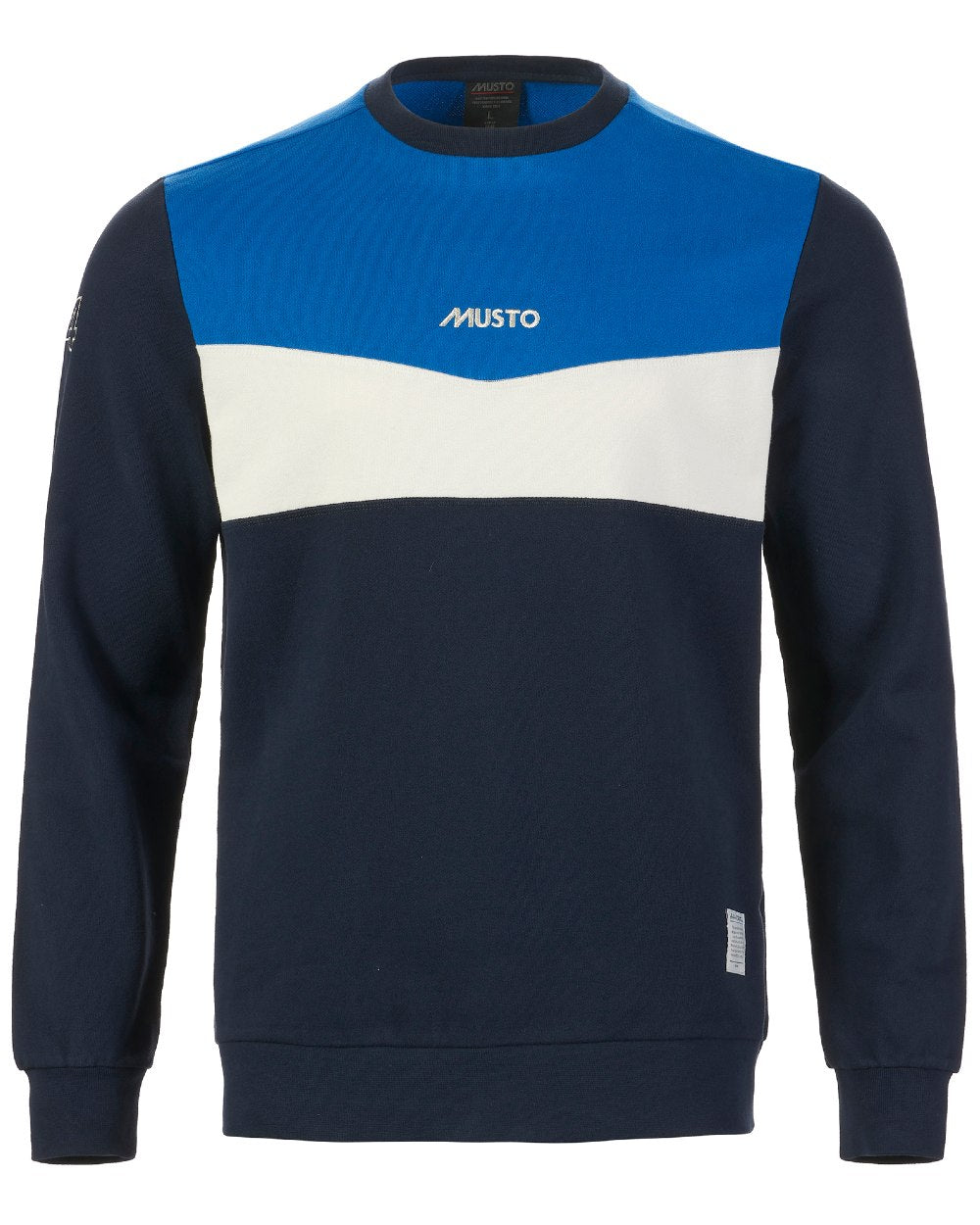 Aruba Blue Navy Antique Sail White Musto Mens 64 Tri Colour Sweatshirt On A White Background 