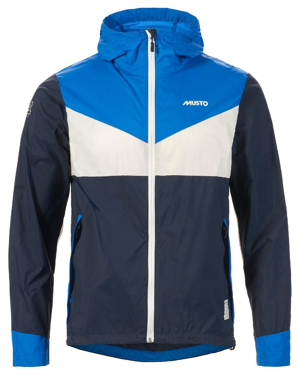 Aruba Blue/Navy Coloured Musto Mens 64 Windbreaker Jacket On A White Background 