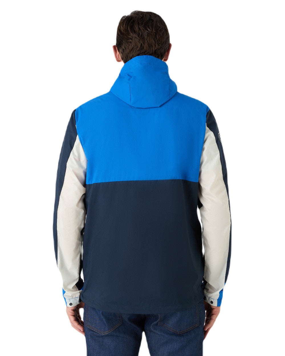 Aruba Blue/Navy Coloured Musto Mens 64 Windbreaker Jacket On A White Background 