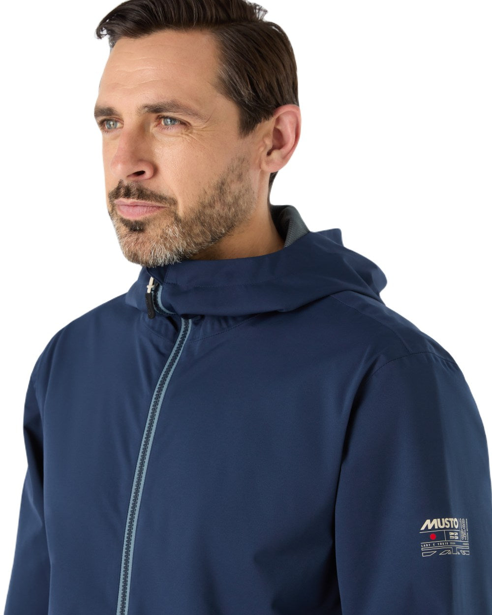 Navy Coloured Musto Mens Active Rain Jacket On A White Background 