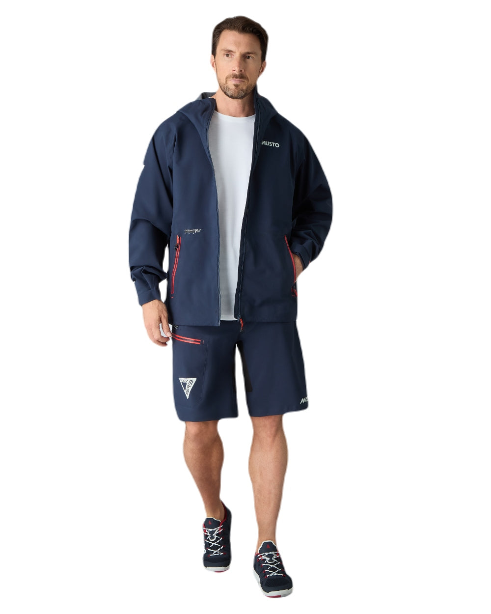 True Navy Coloured Musto Mens Br3 Sport Jacket on White Background
