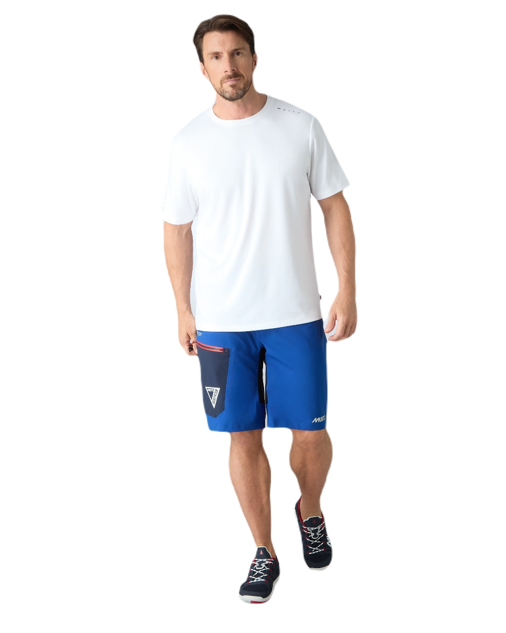 Mazarine Blue Coloured Musto Mens Br3 Sport Waterproof Short on White Background
