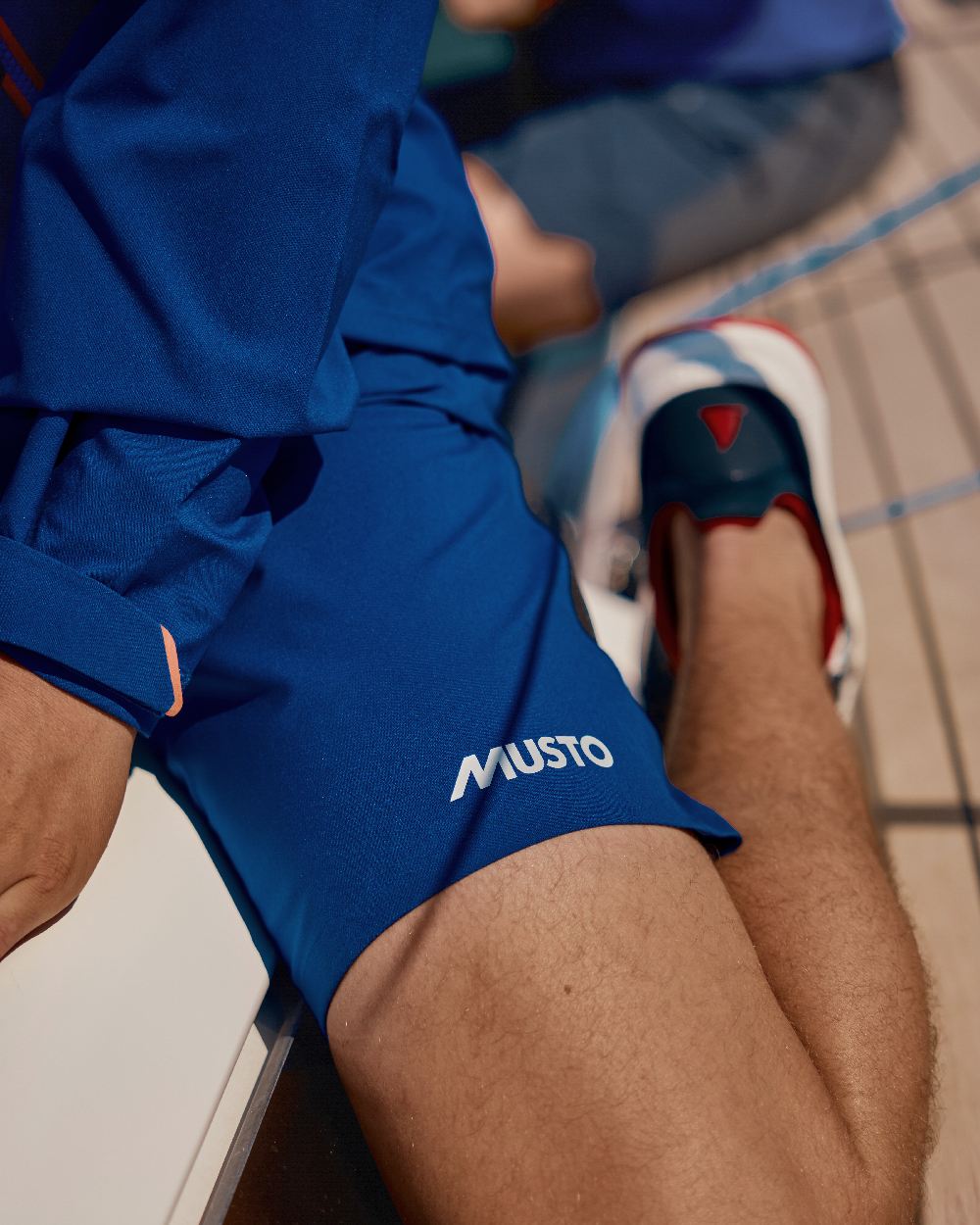 Mazarine Blue Coloured Musto Mens Br3 Sport Waterproof Short on White Background
