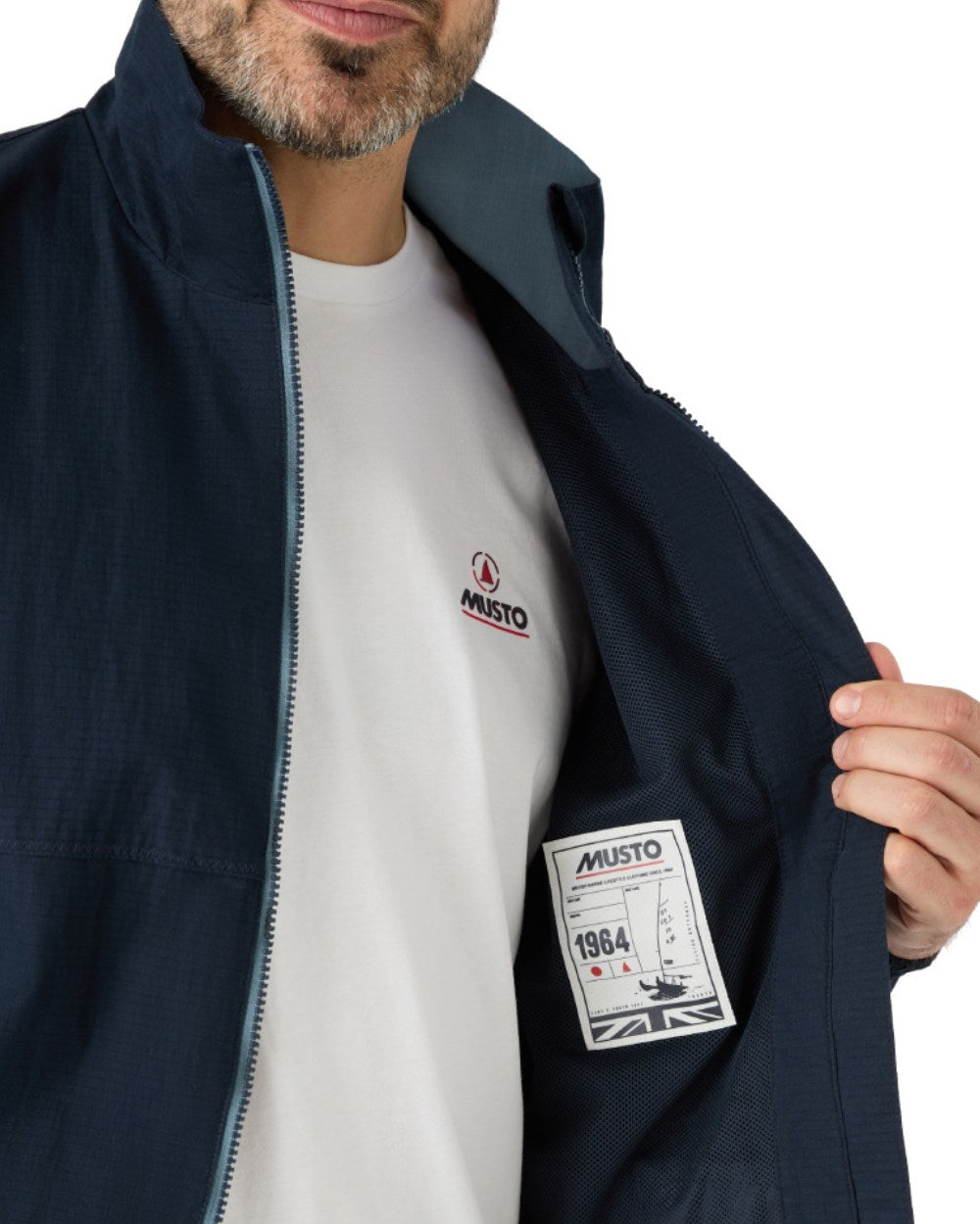 Navy Coloured Musto Mens Coastal Waterproof Jacket On A White Background 