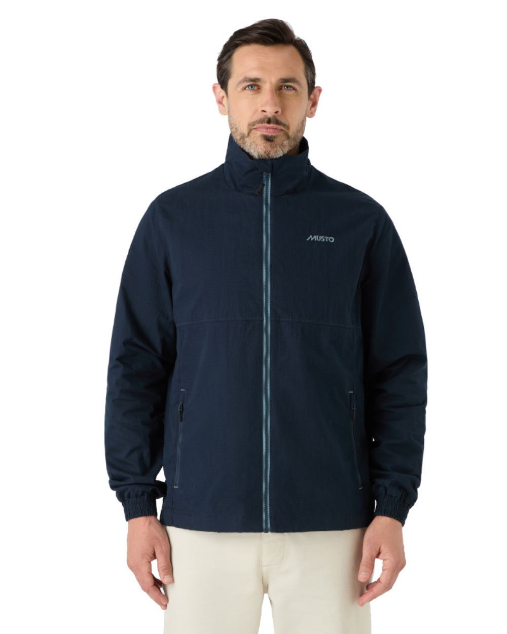 Navy Coloured Musto Mens Coastal Waterproof Jacket On A White Background 