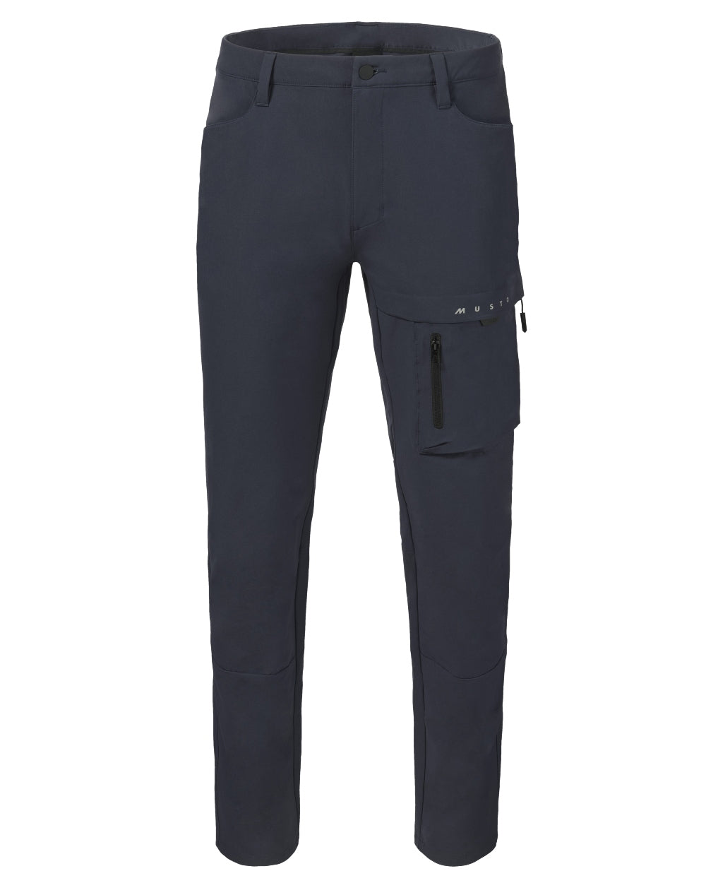 True Navy Coloured Musto Mens Evo Deck Stretch Trouser on White Backgroud
