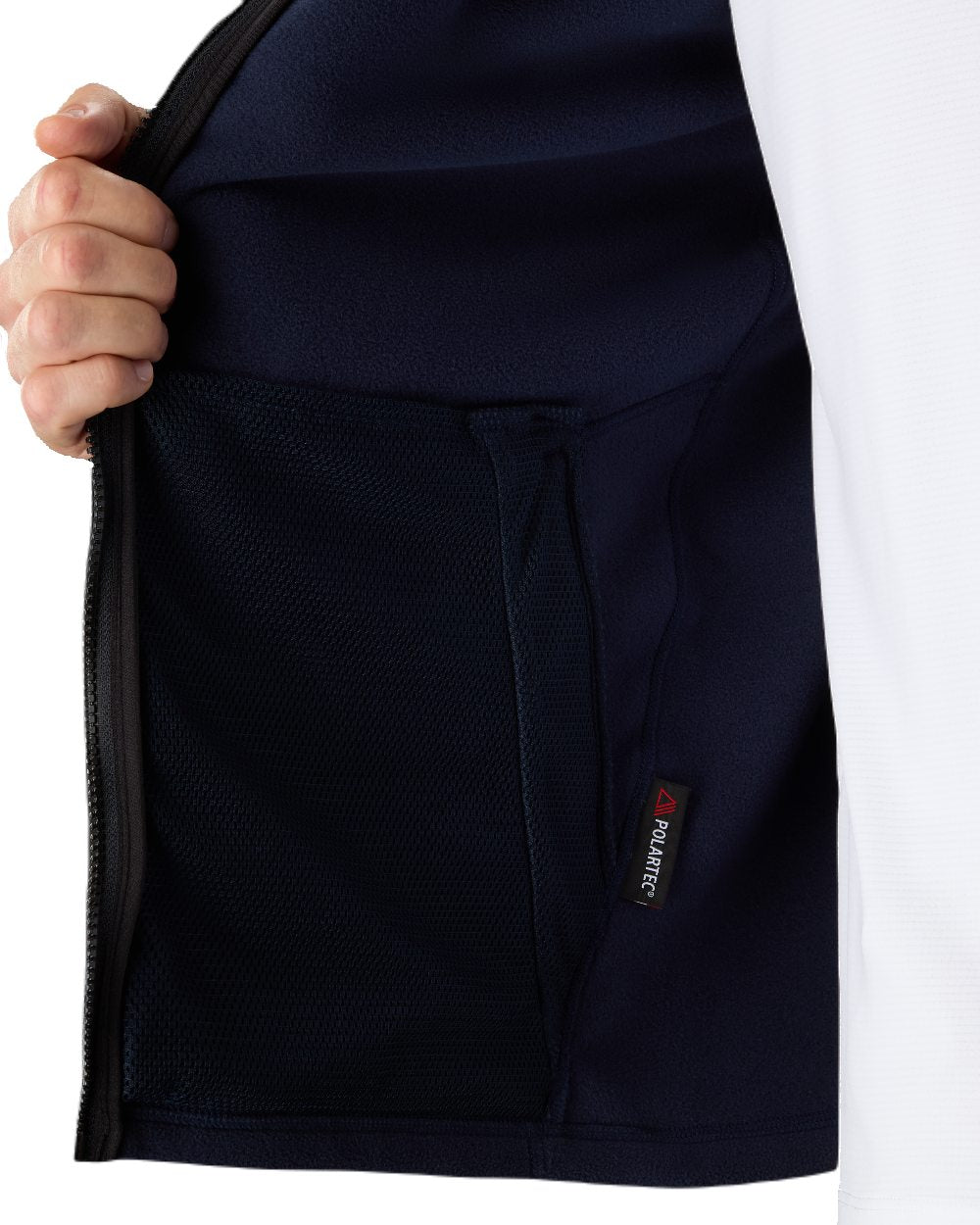 Navy Coloured Musto Mens Evo Polartec 200 Fleece Jacket on White Background
