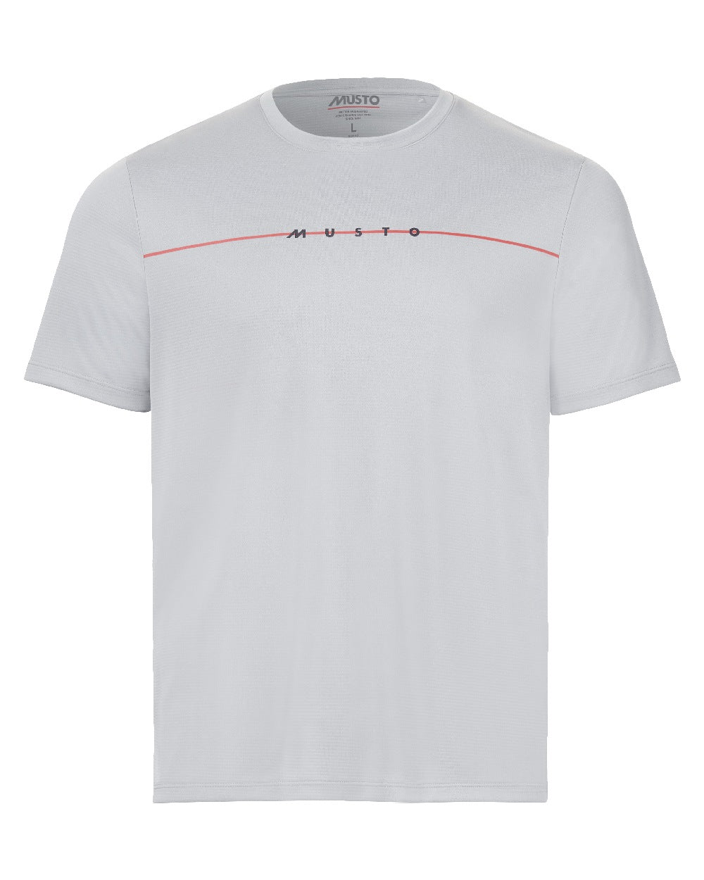 Quarry Coloured Musto Mens Evo Sunblock Graphic Short-Sleeve T-Shirt on White Background
