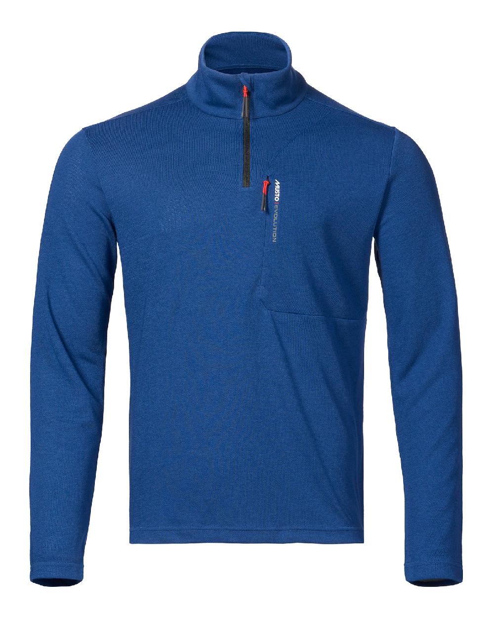 Racer Blue coloured Musto Mens Evolution Half Zip Top on white background 