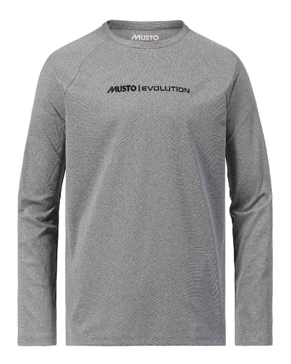 Platinum coloured Musto Mens Evolution Newport Osm Edye Long Sleeve T-shirt on white background 