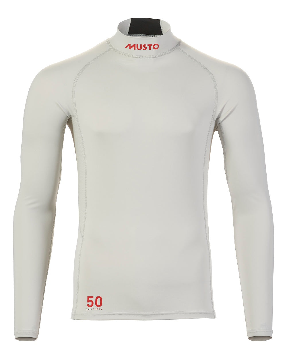 Platinum coloured Musto Mens Flexlite Cool Long Sleeves Top on white background 