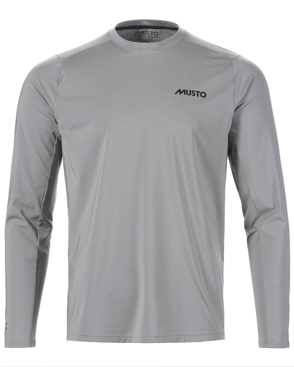 Grey Melange Coloured Musto Mens LPX Cooling Long Sleeve T-Shirt On A White Background 