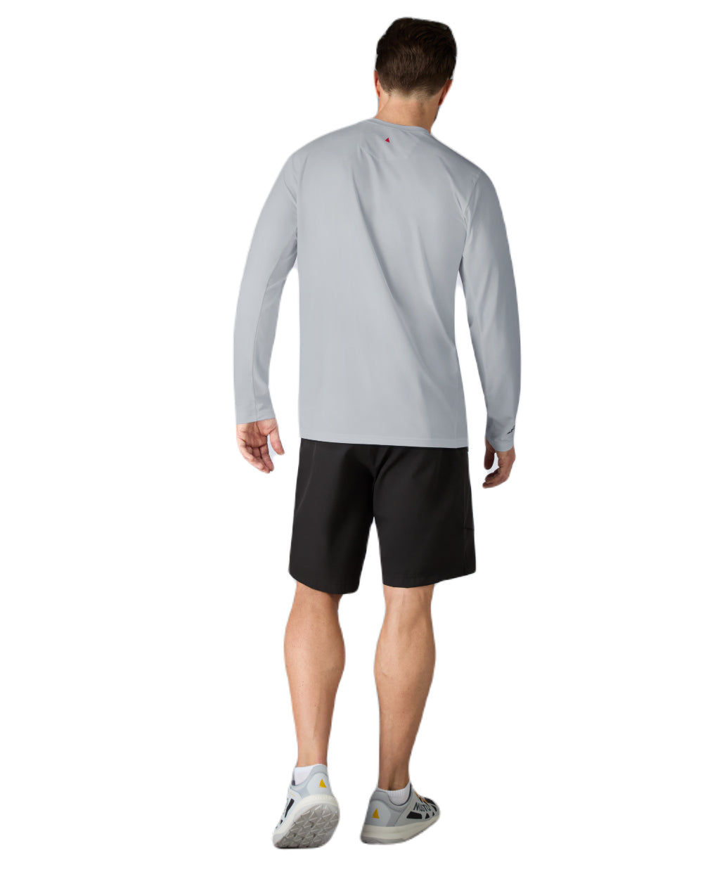 Grey Melange Coloured Musto Mens LPX Cooling Long Sleeve T-Shirt On A White Background 