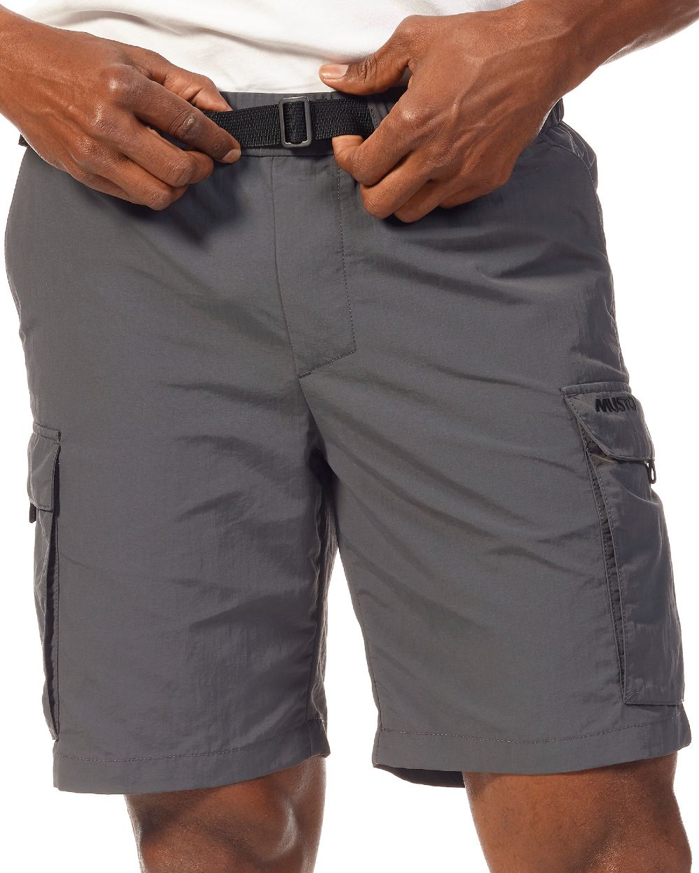 Charcoal coloured Musto Mens Marina Bay Shorts on white background 