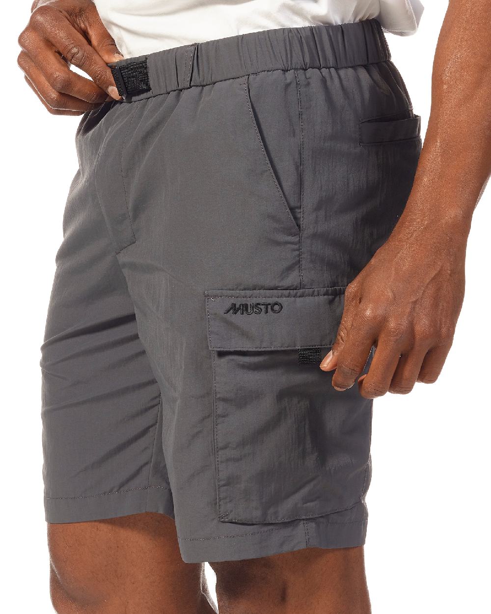 Charcoal coloured Musto Mens Marina Bay Shorts on white background 