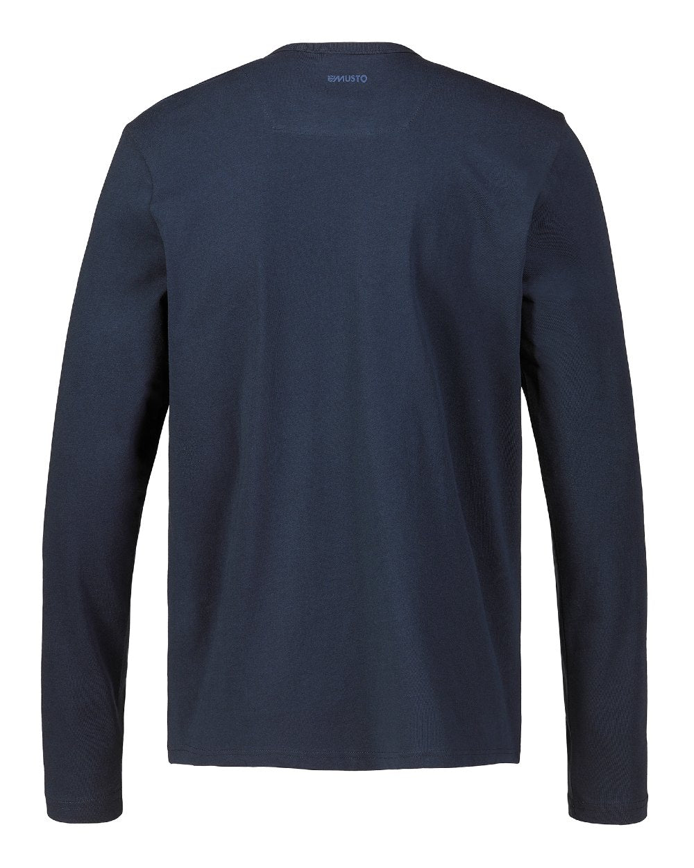 Navy coloured Musto Mens Marina Long Sleeve Logo T-Shirt on white background 