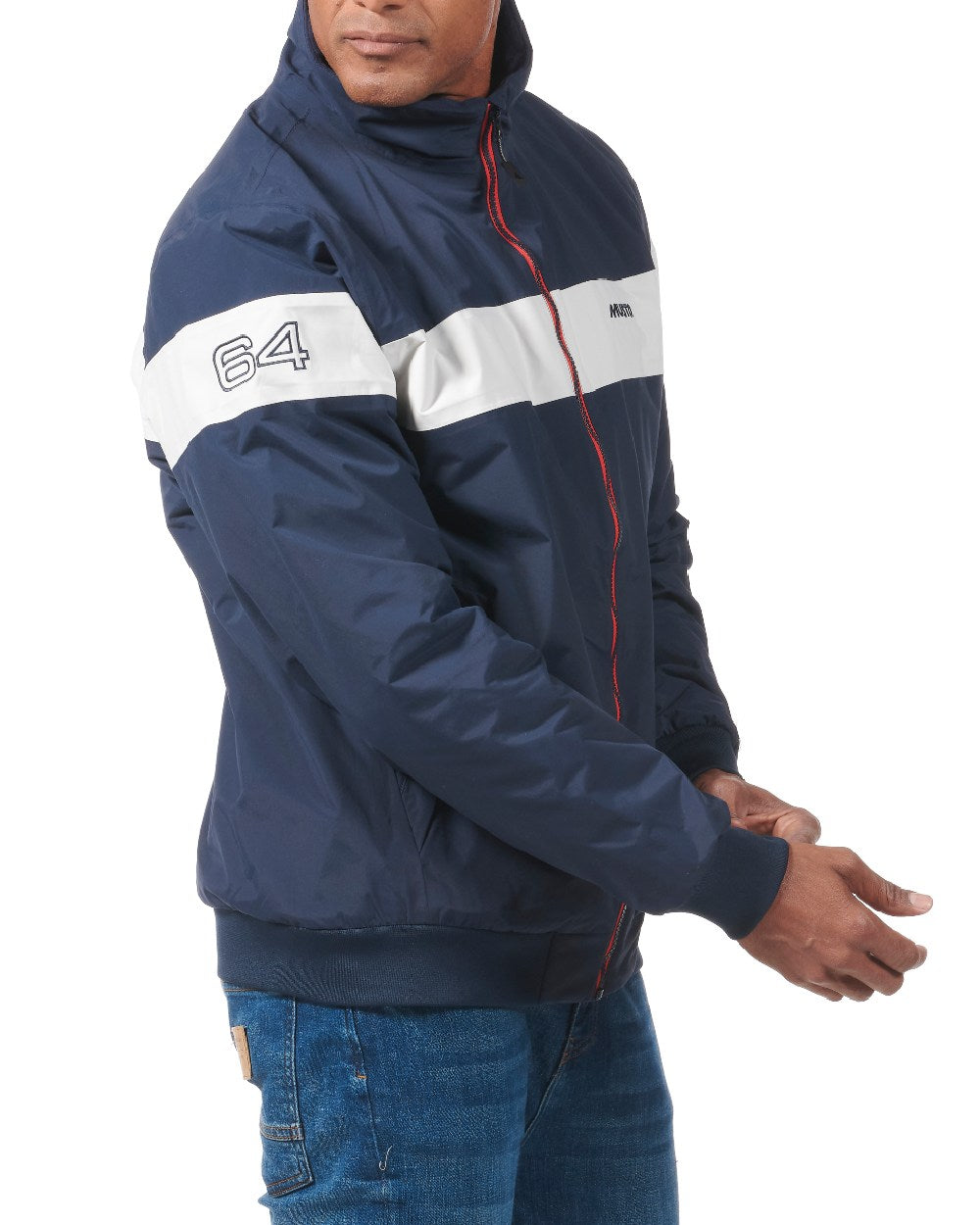 Navy/Platinum Coloured Musto Mens Musto 64 Snug Blouson Jacket On A White Background 
