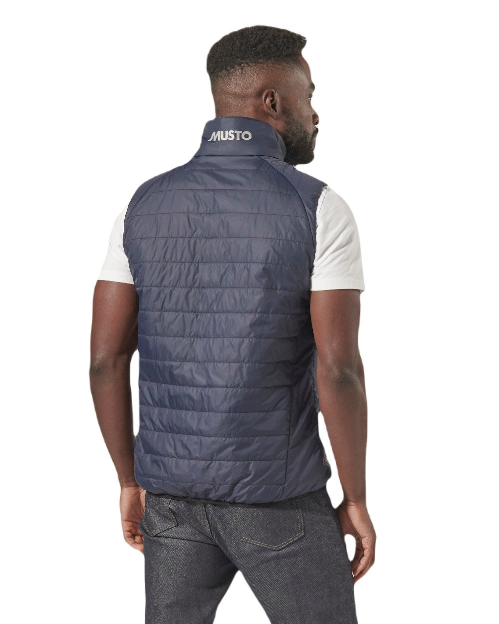 Navy Coloured Musto Mens Primaloft Vest On A White Background 