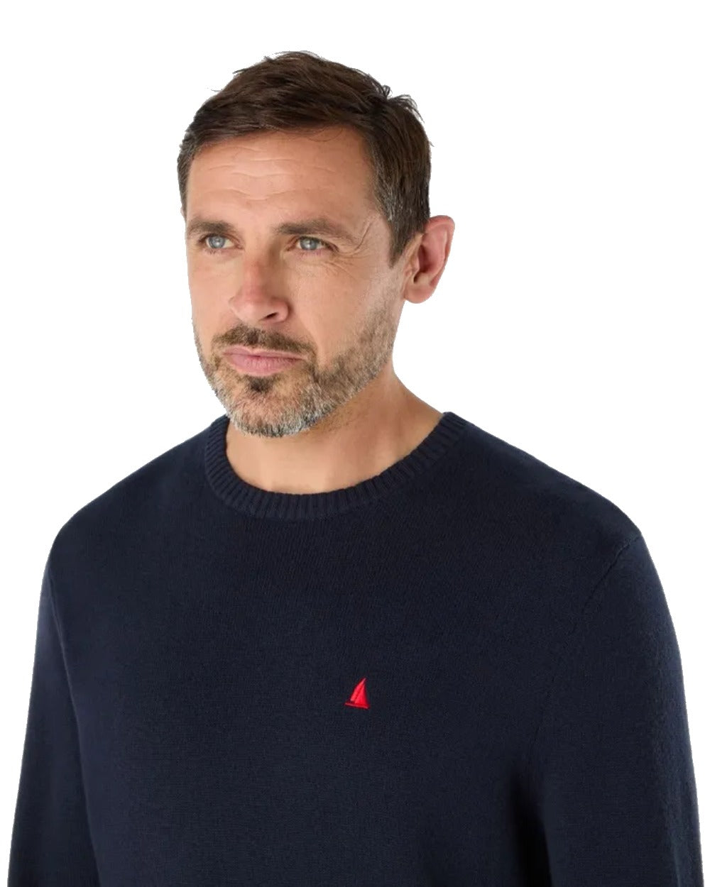 Navy Coloured Musto Mens Original Crew Knit Sweater on White Background
