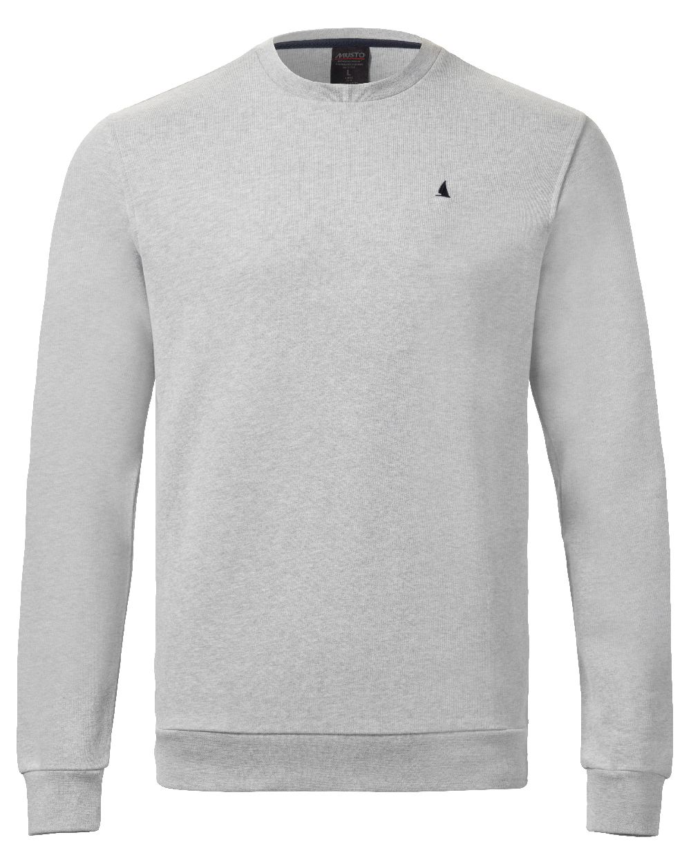 Grey Melange Coloured Musto Mens Original Crew Neck Sweater on White Background
