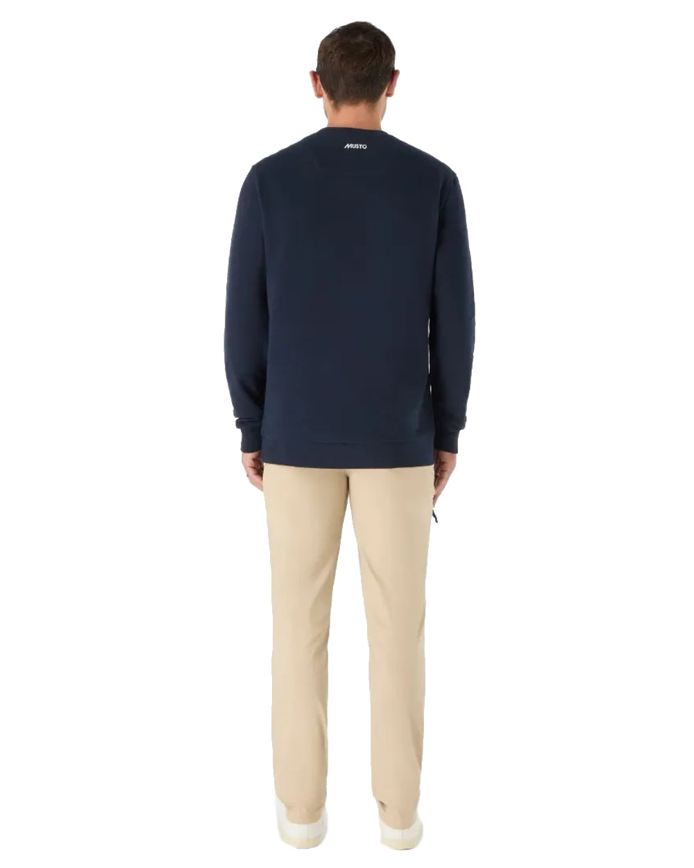 Navy Coloured Musto Mens Original Crew Neck Sweater on White Background
