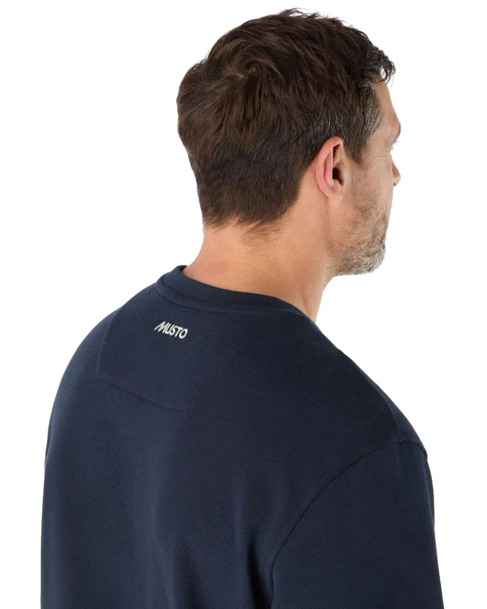 Navy Coloured Musto Mens Original Crew Neck Sweater on White Background
