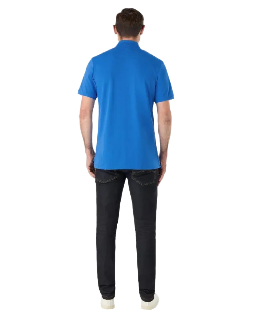 Nebulas Blue Coloured Musto Mens Original Short Sleeve Polo Shirt on White Background
