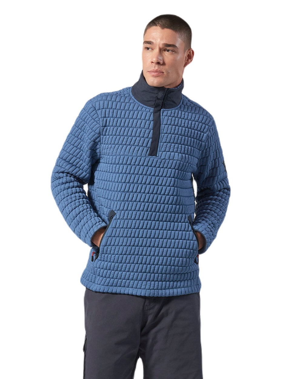 Marine Blue Coloured Musto Mens Snug Pullover On A White Background 