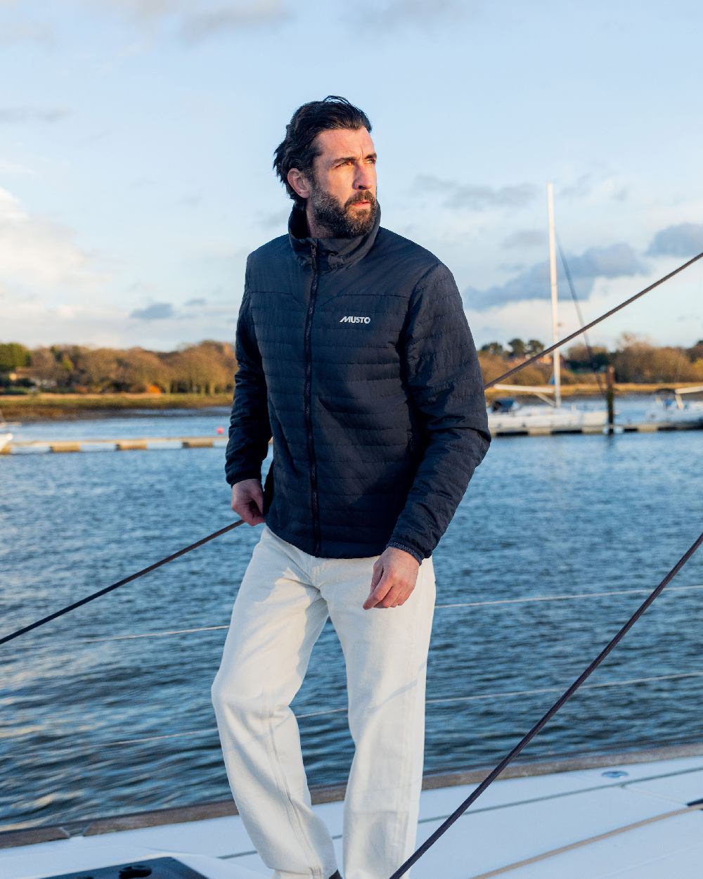 True Navy Coloured Musto Mens Solent Primaloft Insulator Jacket on White Background
