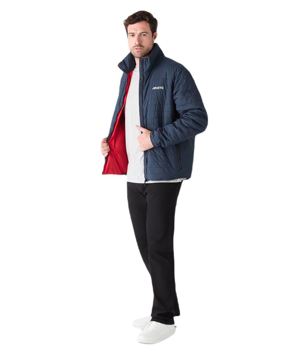 True Navy Coloured Musto Mens Solent Primaloft Insulator Jacket on White Background
