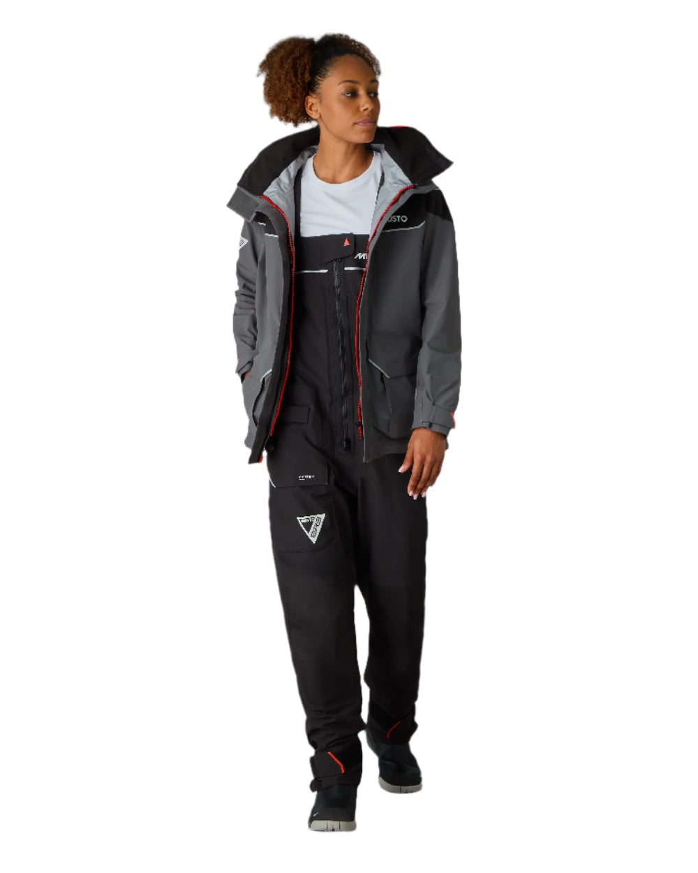 Charcoal Coloured Musto Womens Br3 Pertex Offshore Jacket on White Background
