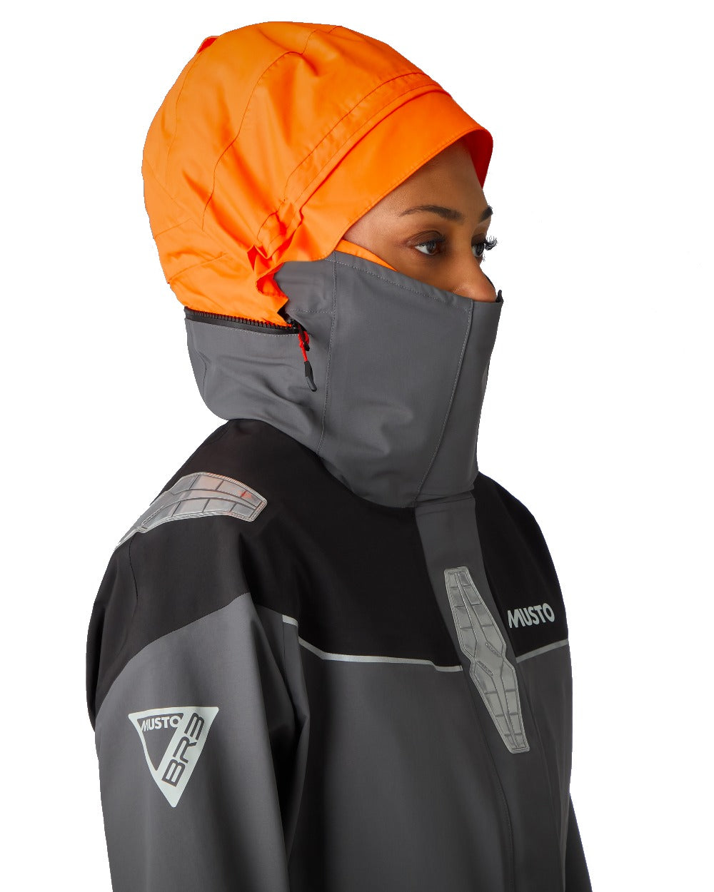 Charcoal Coloured Musto Womens Br3 Pertex Offshore Jacket on White Background
