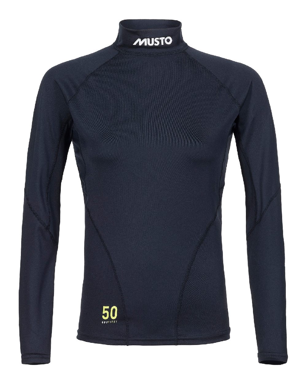Black coloured Musto Womens Champion Long Sleeves Rash Guardon white background 