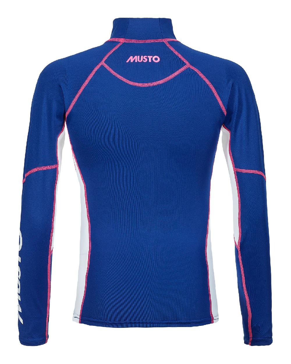 Sodalite Blue coloured Musto Womens Champion Long Sleeves Rash Guardon white background 