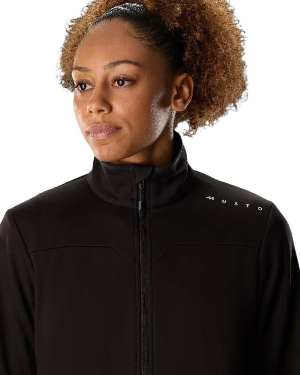 Black Coloured Musto Womens Evo Crew Softshell Jacket on White Background
