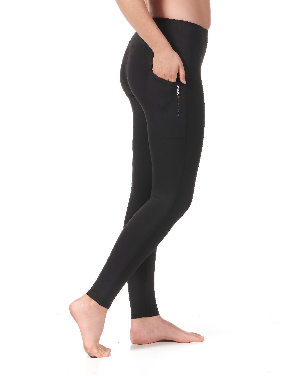 Black coloured Musto Womens Evolution Active Leggings on white background 