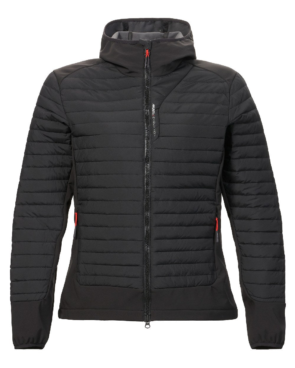 Black coloured Musto Womens Evolution Loft Hooded Jacket on white background 