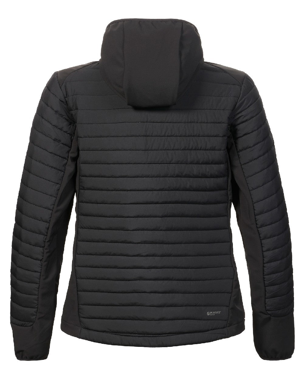 Black coloured Musto Womens Evolution Loft Hooded Jacket on white background 