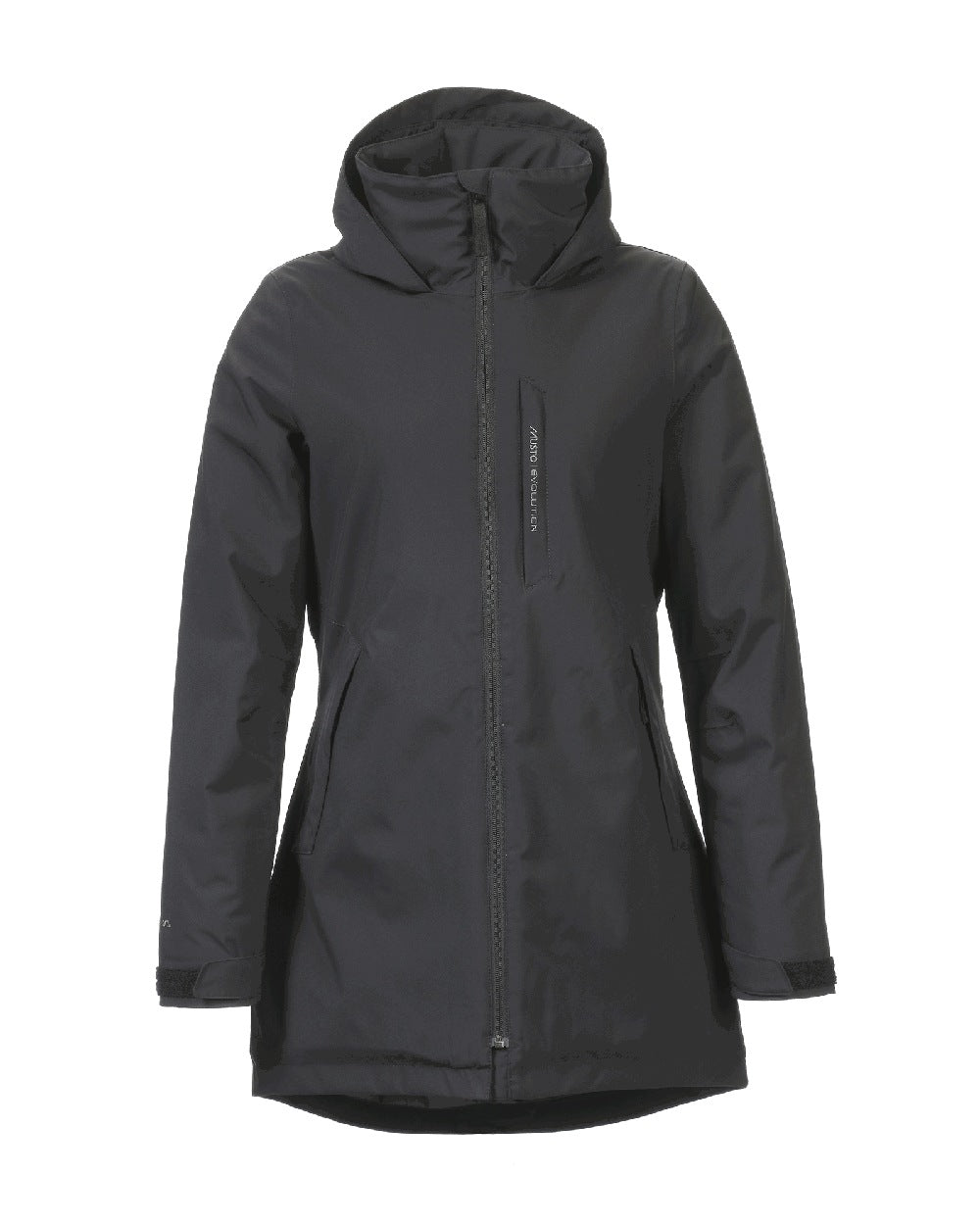 Black coloured Musto Womens Evolution Newport Osm Primaloft Parka on white background 