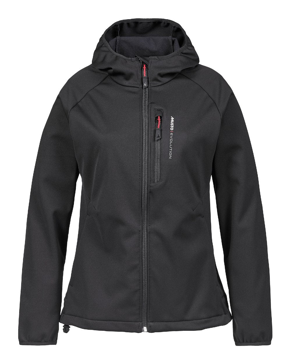 Black coloured Musto womens Evolution Softshell Jacket on white background 